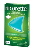 Nicorette Freshmint, 2 mg zdravilni žvečilni gumiji (30 žvečilnih gumijev)